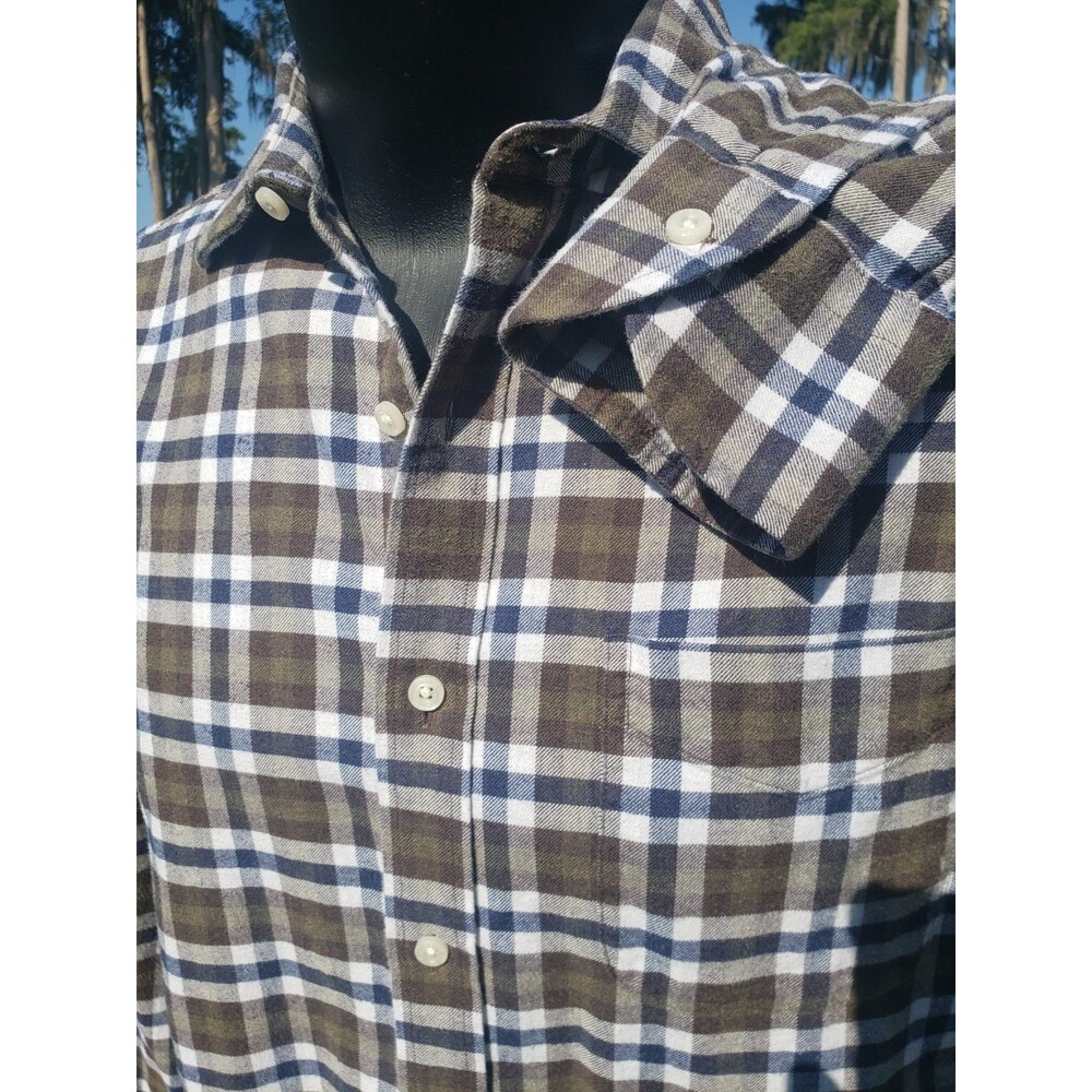 Daniel Cremieux Slim Fit Mens Sz L Long Sleeve Button Up Plaid Shirt Brown Blue